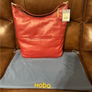 HOBO Red Leather Hobo Bag